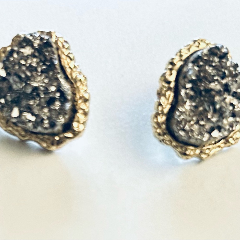 Authentic PureGold Bearing Quart Nugget Earrings